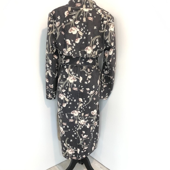 ANTHRO Solitaire Floral Vegan Suede Trench Coat - Picture 10 of 12